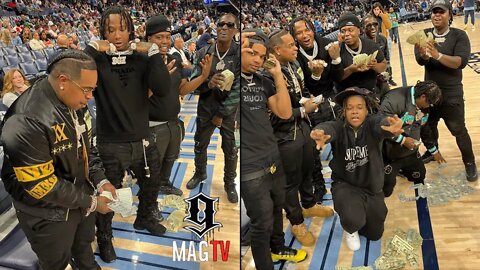 Moneybagg Yo & Finesse2Tymes Throw Money On The Court After Grizzlies Game! 💰