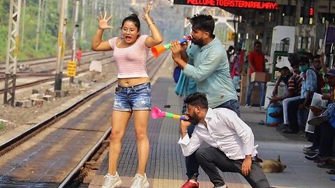 Viral Train Horn Prank on Girl 2024 | funny prank