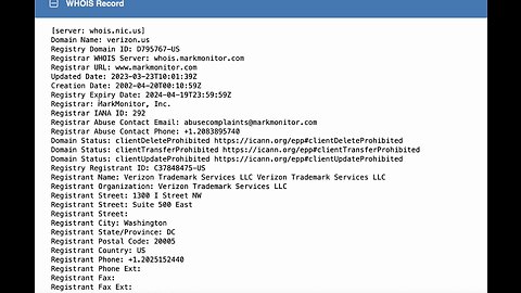 Verizon.US WHOIS and Company Search May 22, 2023