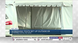 Mobile tents set up at Lee Memorial Hospital