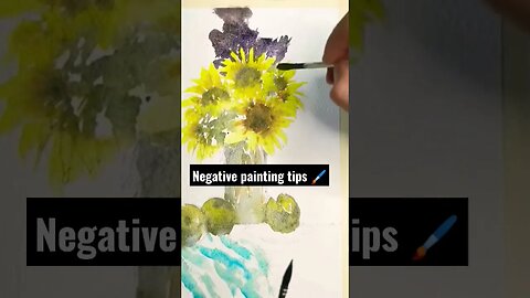 watercolour painting hacks: negatively painting flowers #shorts