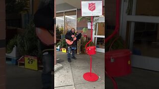 Salvation Army bell guy singing Buffalo Springfield - Stop Children What's That Sound