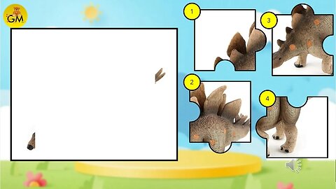 Mari rangkai gambar hewan purba Stegosaurus, menyusun puzzle