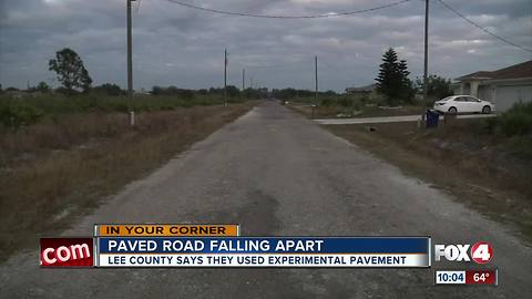 Lee county to redo 'test' pavement project