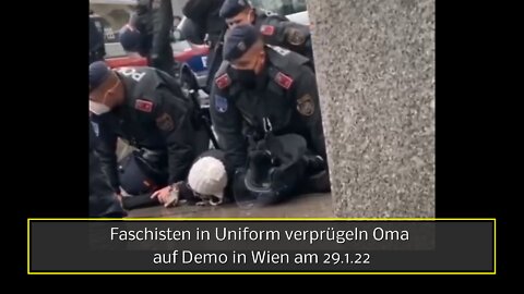 Faschisten in Uniform verprügeln Oma auf Demo in Wien am 29.01.2022
