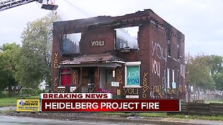 Crews battle fire at building in Detroit's Heidelberg Project