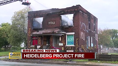 Crews battle fire at building in Detroit's Heidelberg Project