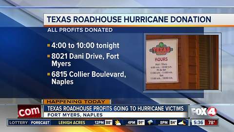 Texas Roadhouse donating 100 percent of profits to Irma, Harvey recovery