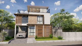 7.95m x 9.0m 2-storey with roof deck comtemporary house design idea