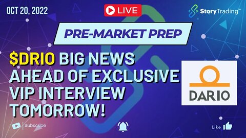 10/20/22 Pre-Market Prep: $DRIO Big News Ahead of Exclusive VIP Interview Tomorrow!