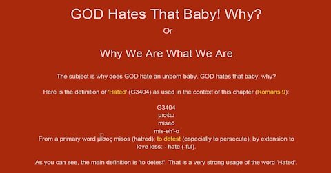 GOD Hates That Baby! Why?