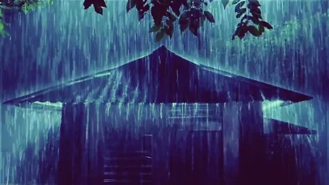 HEAVY RAIN DROPLETS ON CABIN IN THE WOODS / SUBTLE SIREN SOUNDS/SLEEP PEACFEFULLY