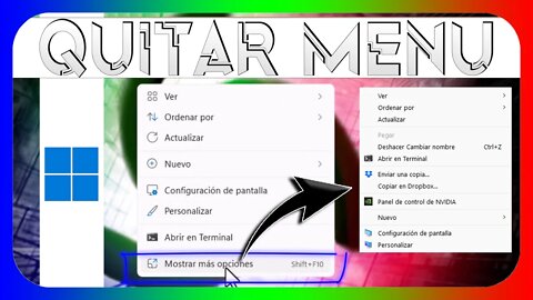 Quitar MOSTRAR más opciones del menú contextual de Windows 11