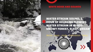 Relax, Sleep, Meditate |1 Hour Of Water Stream Sound In Windy Snowy Forest.