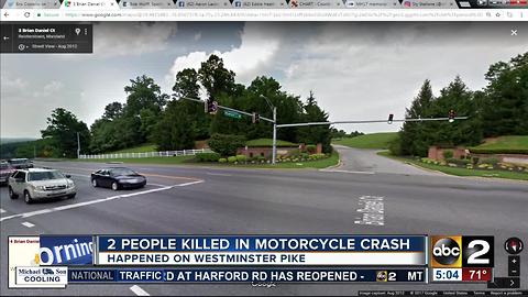 2 people killed in motorcycle crash on Westminster Pike in Reisterstown