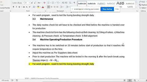 Fusing machine operating procedure