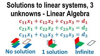 Linear systems of equations, solution, three unknowns - Linear Algebra