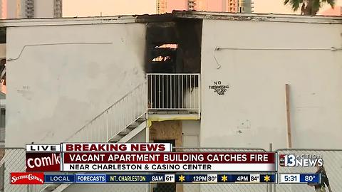 Vacant apartment building catches fire near Stratosphere