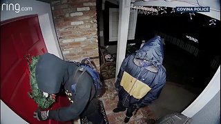 Doorbell camera spots armed suspected burglars at front door of Covina home