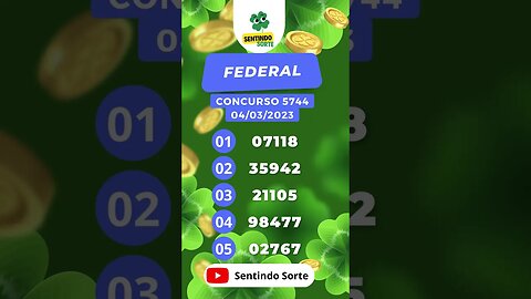 🍀 Resultado LOTERIA FEDERAL 5744 | Sentindo Sorte #shorts