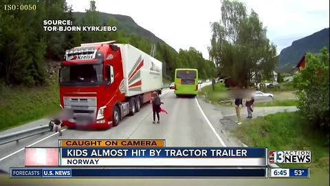 Children in Norway almost hit by bus