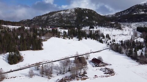 Drone over Solvang, langs kraftlinje m.m. 18.03.2021.