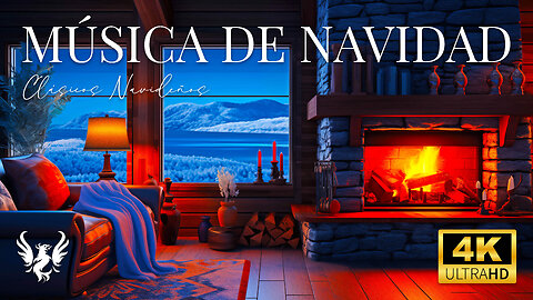 🔵 Música Clásica Navideña 🎄 Relajante Chimenea con Sonidos del Fuego 🔥 Ambiente Navideño (4K)