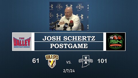 Indiana State's Josh Schertz Post-Game Press Conference After 101-61 Win Over Valparaiso Part 1