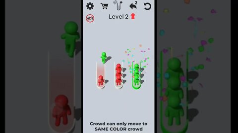 Crowd Sort Color Sort & Fill Gameplay Walkthrough Level 2 Chill Music Android#shorts