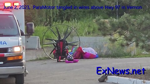 Paramotor trapped in downtown Vernon wires, Rescued by Vernon Fire