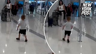 Toddler reunites with his grandpa at airport in emotional video: 'I'm coming, Papa!'