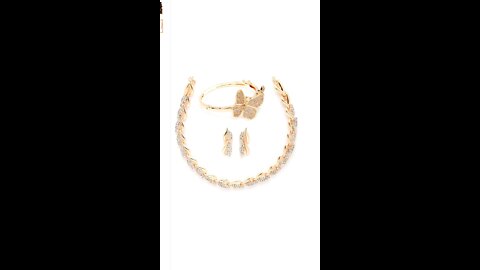 #Zeneme American Diamond Necklace With Earring and Bracelete Jewellery Shaped For Women and Girl