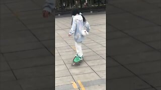 Short Chinese Girl Knows Her Way Around A Skateboard