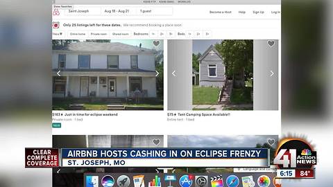 Airbnb hosts cashing in on eclipse frenzy