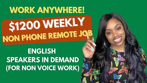 🗣️Get Paid To Speak English ⬆️ $1200 Weekly! No Phones Or Talking Involved! Work From Home Job