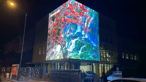Outdoor Conner LED Video screen on building facade