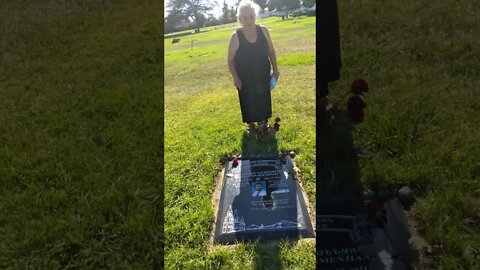 Kartoshka & her mom at the cemetery visiting dad #youtubeshorts