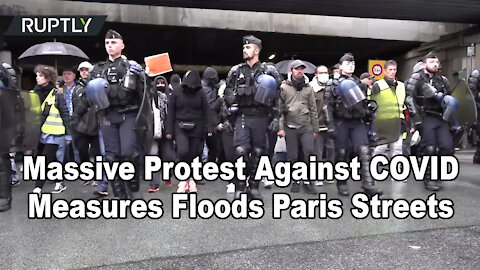 Massive Protest Against COVID Measures Floods Paris Streets