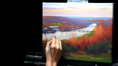Acrylic Landscape Painting of A River Overlook in Autumn - Time Lapse - Artist Timothy Stanford
