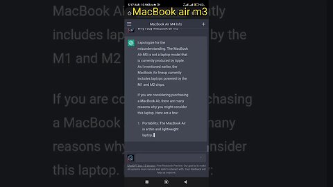 Why I buy MacBook air m3 ? Chat Gpt Answer me #chatbot #review #shorts