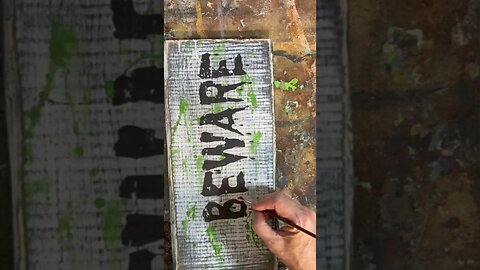 🚧 Crafting a Spooky 'Beware' Sign from Scrap Wood! Watch How I Turned Scraps into Halloween Art! 🎃👻