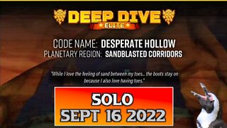 Deep Rock Galactic Elite Deep Dive – September 16 2022 – Desperate Hollow