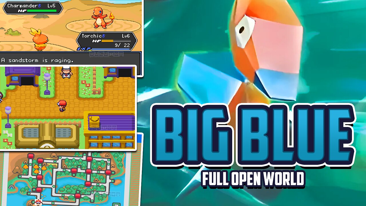 Pokemon Big Blue - GBA ROM HACK - Full Open World Game in Kanto with 42  Starters, megas, G-Max