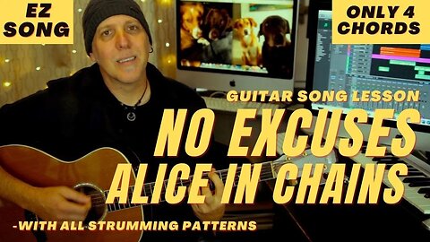 Alice In Chains No Excuses Super EZ Guitar Song Lesson - No Barre Chords