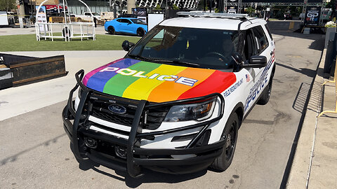 Detroit Police Rainbow-Colored Vehicle Out by Pride Flag-Raising Ceremony