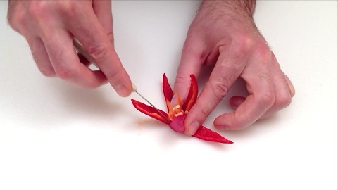 How to make flowers with peppers, leeks and scallions