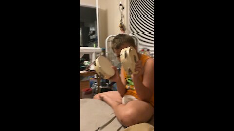 Autistic son Plays the Tambourine