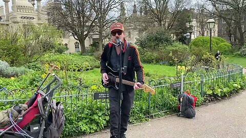 Neil Young Classic. Can you name it? Musician & Actor Fergus O’Donnell busking Pavilion Garden.