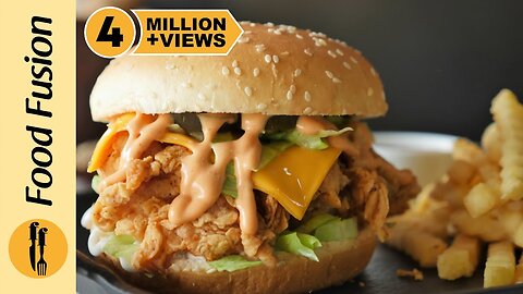 Spicy Crispy Chicken Burger recipe by Food Fussion