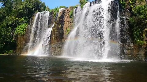 Amazing white noise waterfall with a rainbow! 4k HD video. #waterfall #white noise